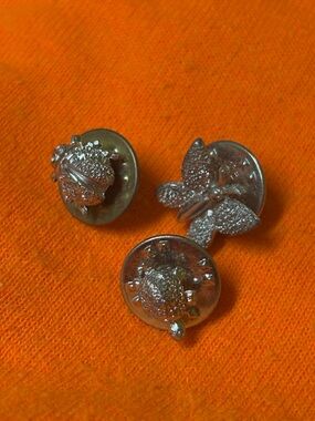 Tiny Decorative Silver Vintage pins, Set of 3- ladybug, butterfly, and a turtle